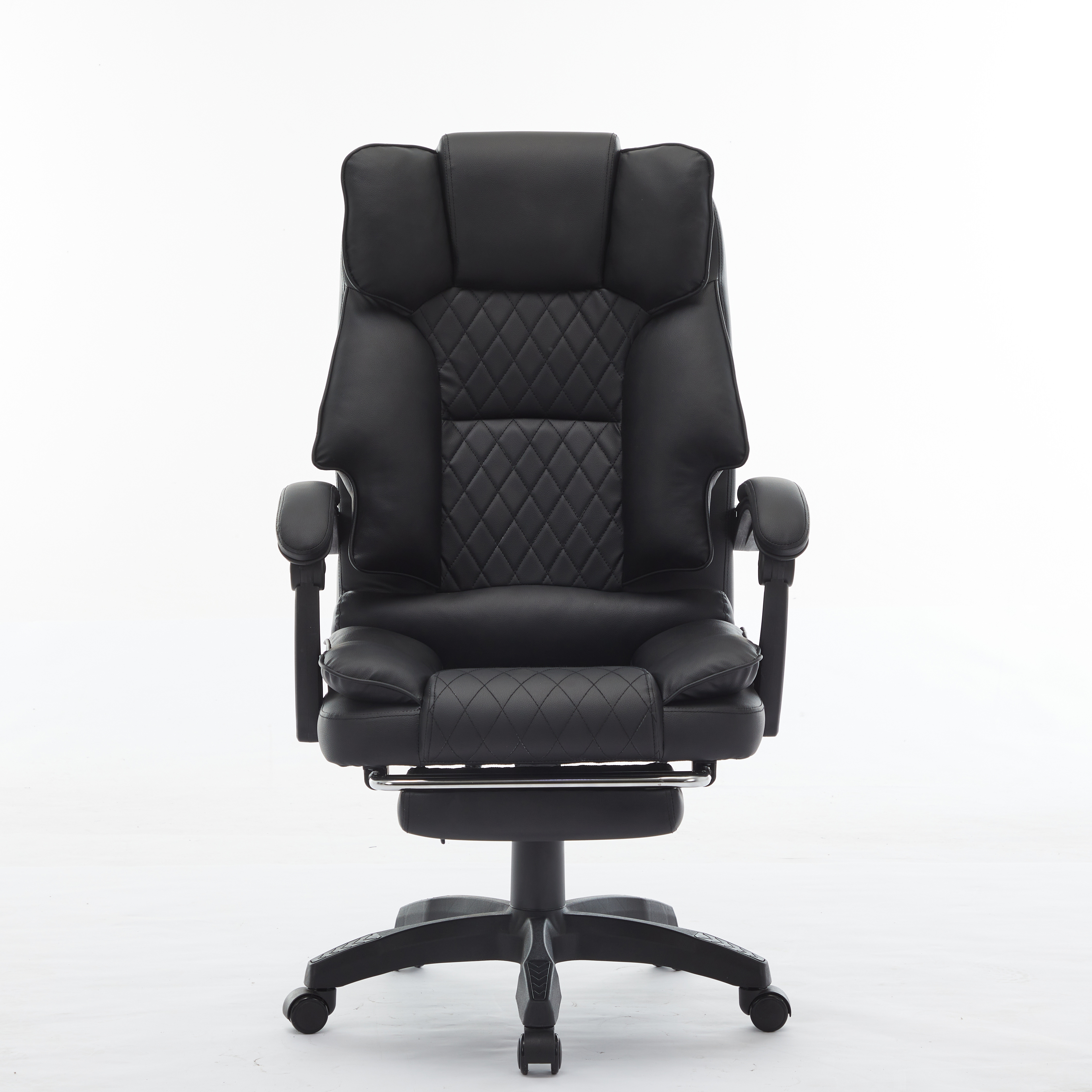 Comfortable Reception Chair Black Leather Seat Recliner Executive Office Chairs with Footrest
