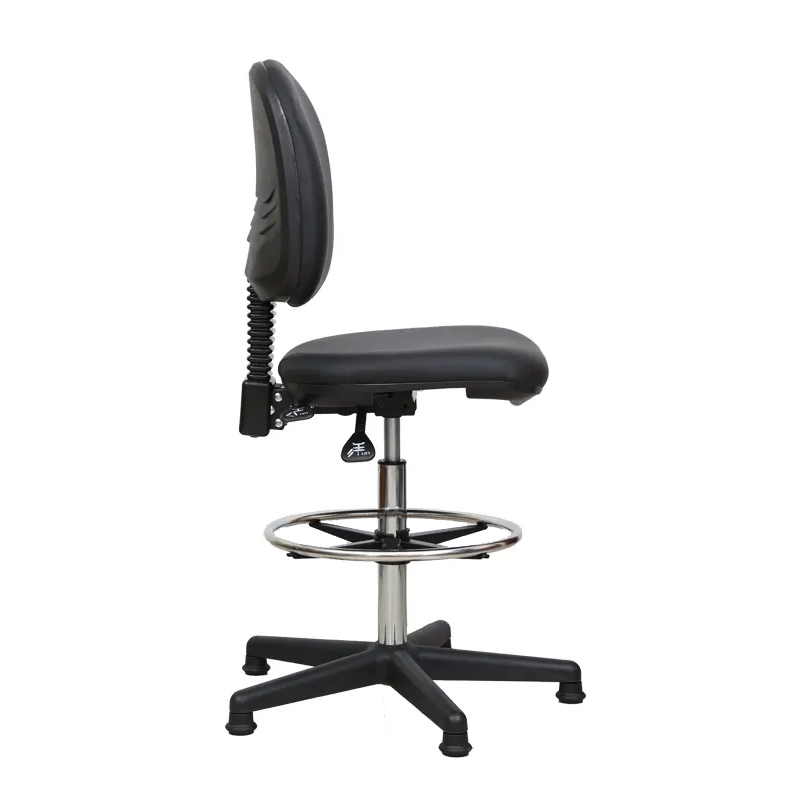 Ergonomic Standing Reception Desk Leather Drafting Chair Drafting Stool With Footrest