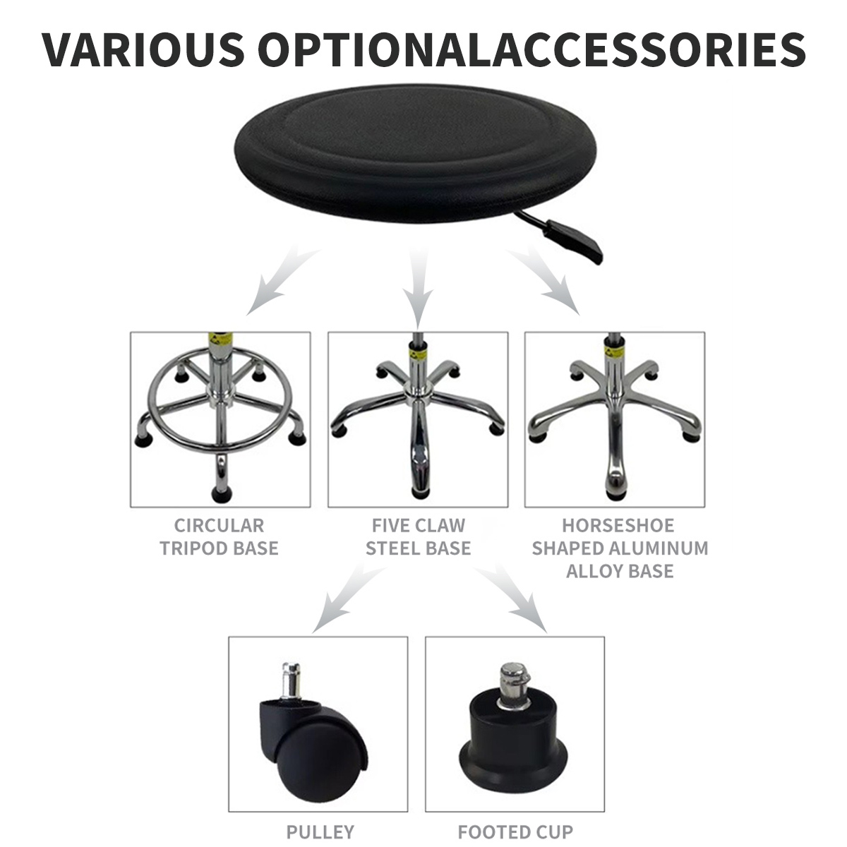 M12 Adjustable Rolling Work Workshop Chairs And Stool With Wheels And Esd Ergonomic For Professional Laboratory And Workshop