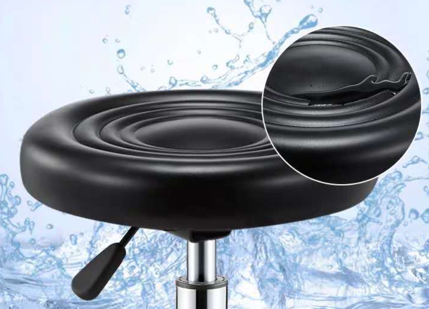 Round Rolling Stool Chair PU Leather Height Adjustable Shop Stool Swivel Drafting Work SPA Salon Stools with Wheels Office Chair