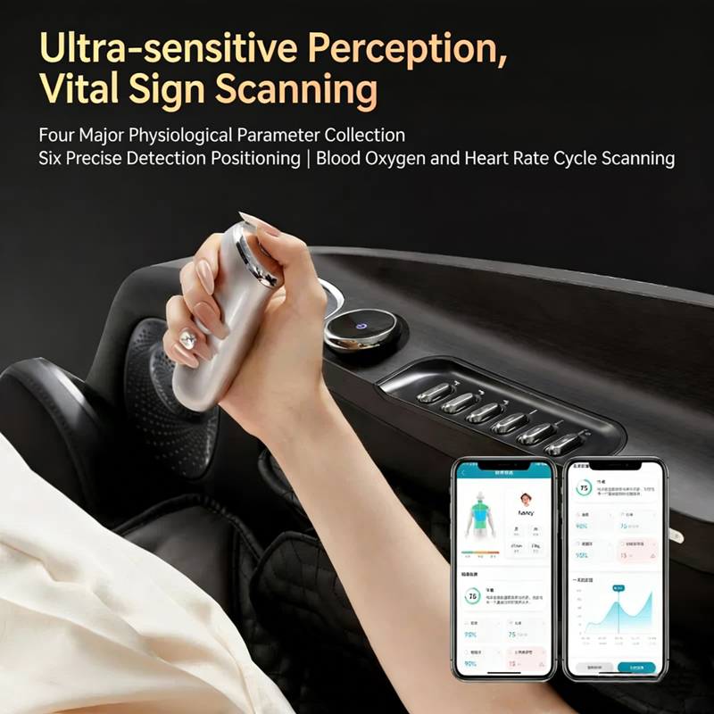 AI Controlled 4D Massage Chair Dual Core Mechanism Vital Signs Scanning Flexible Rail App Control for Wellness