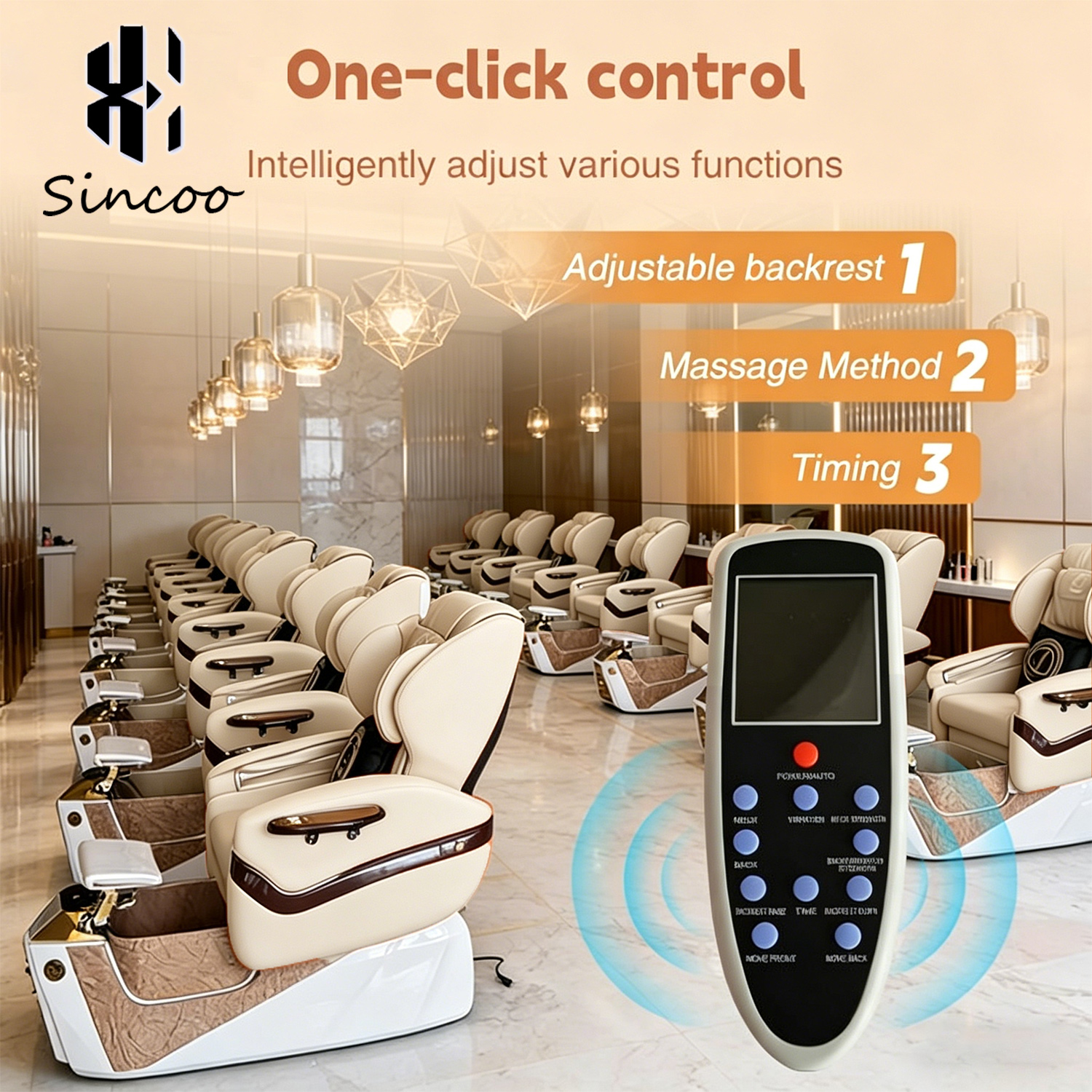 Wholesale New Comfortable Electric Fiberglass Base Whirlpool Foot Spa Massage Chair With Reclining Seat And LED Lamp