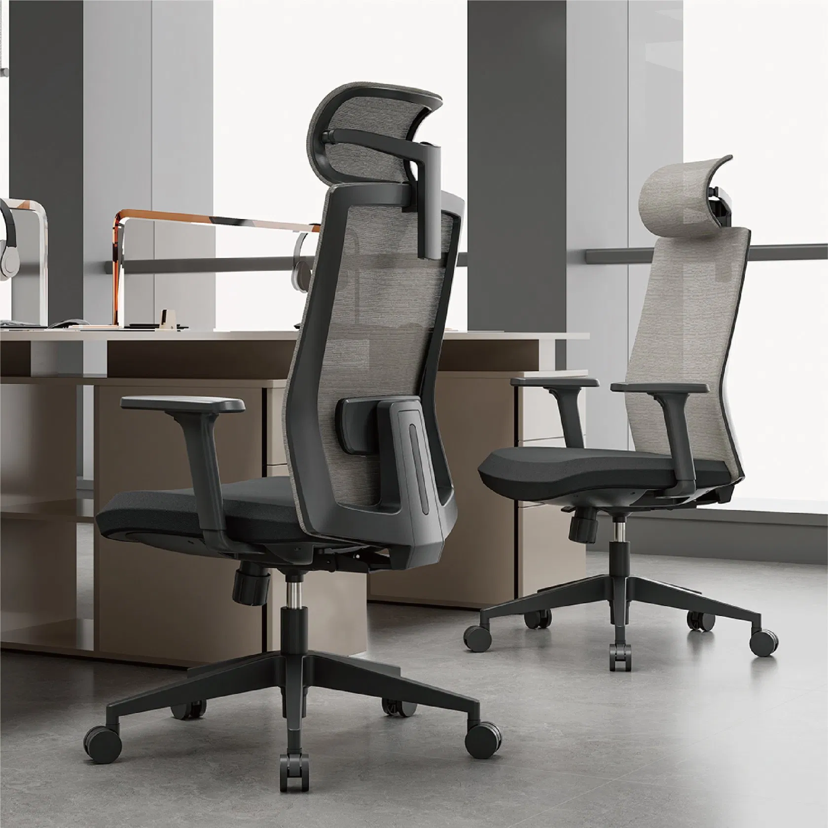 Modern Design Swivel Home Office Desk Chair with Adjustable Height Armrest Luxury Boss Office Mesh Chair with Headrest