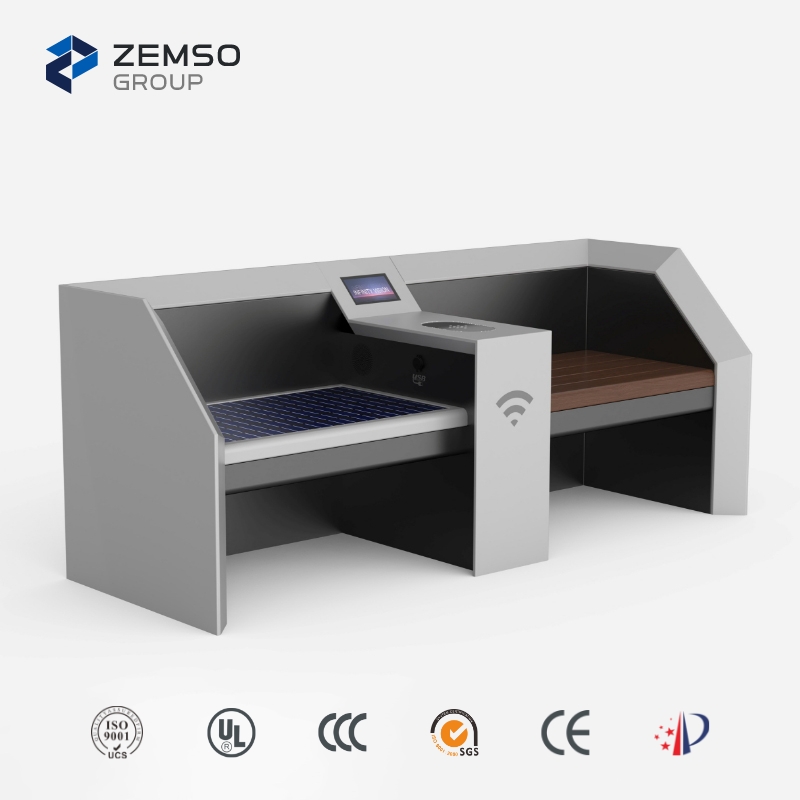 Modern Smart Solar-Powered Metal Outdoor Park &amp; Supermarket 2-Seater WIFI Chair