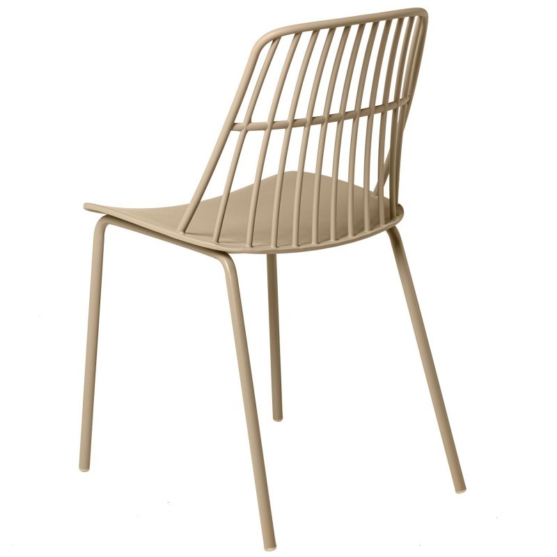 Ergonomic Modern Taupe Polypropylene Chair With Metal Feet