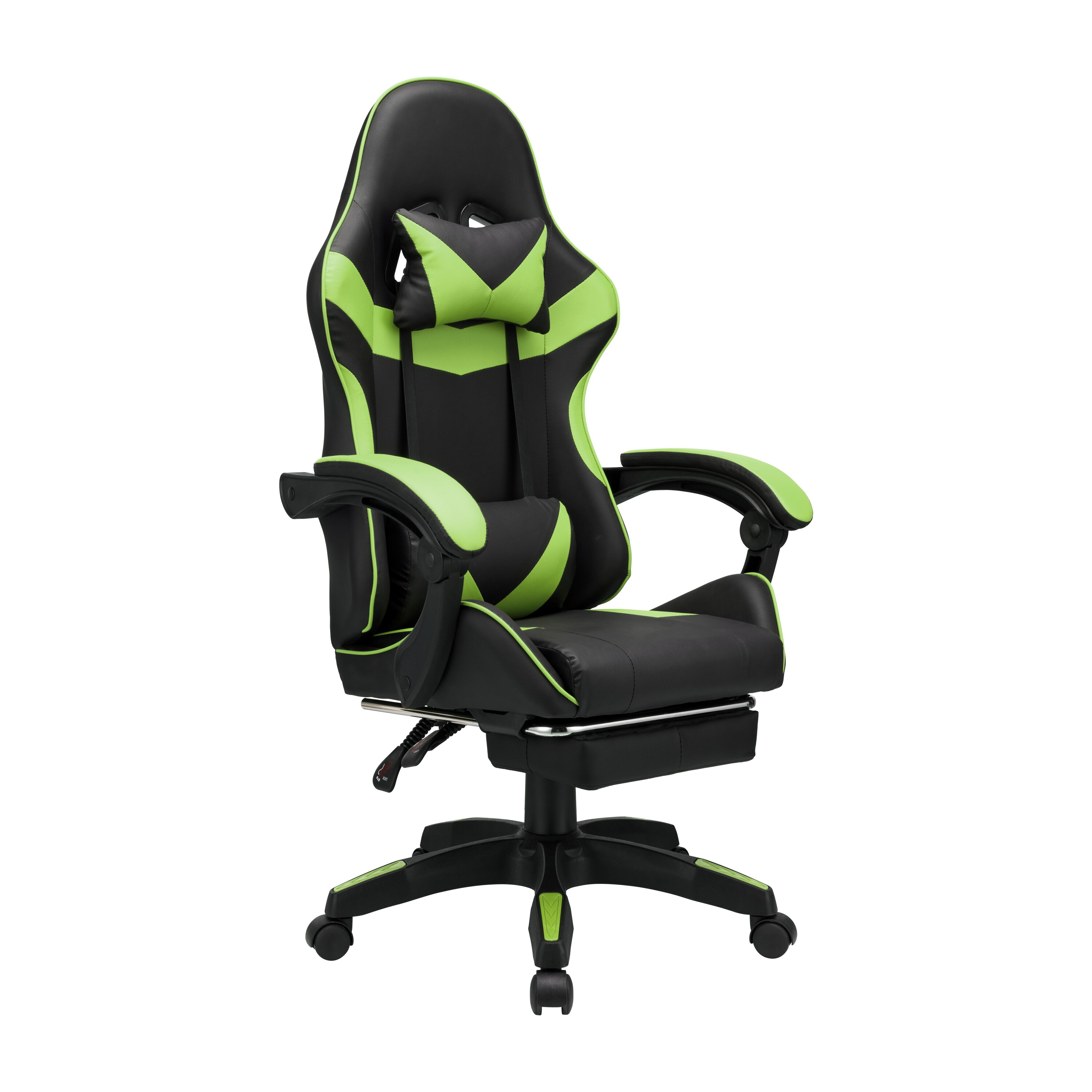 Comfortable PU Leather Office Computer Chair 2 Gas Lift Tiltable Recline Racing Chair Swivel With Footrest For Home Game E-Sport