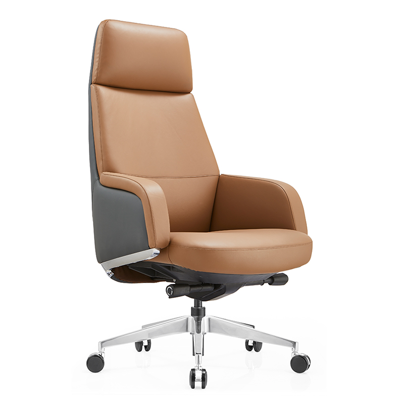 Ergonomic Modern Genuine PU Leather Cooling Executive Height Adjustable Swivel Revolving Fixed Armrest Office Chair