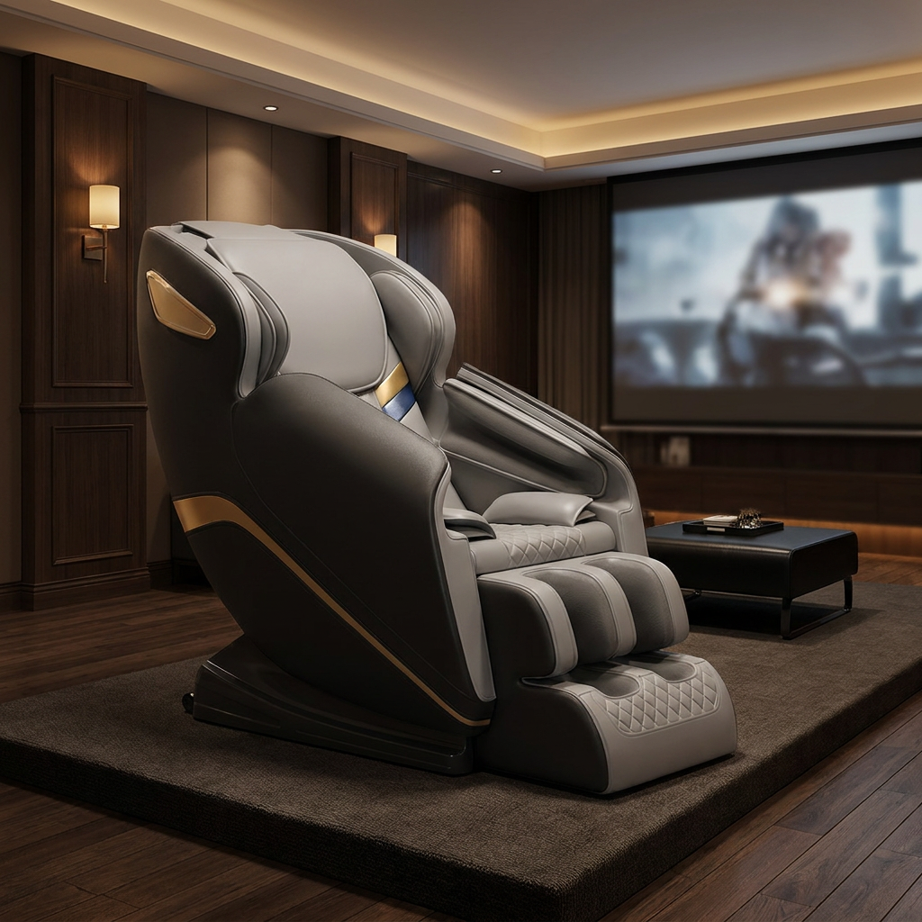 LEERCON Full Body Massage Chair Pastel Tone Finish Eco-Friendly PU Leather Floating Sensation Zero Gravity Deep Tissue Therapy