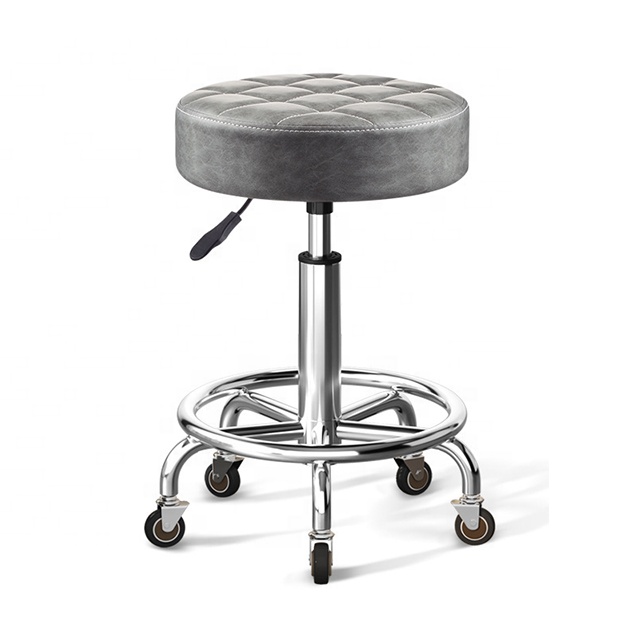 Height Adjustable Spa Drafting Salon Tattoo Work Massage Stools Task Chair Round Rolling Stool with Footrest