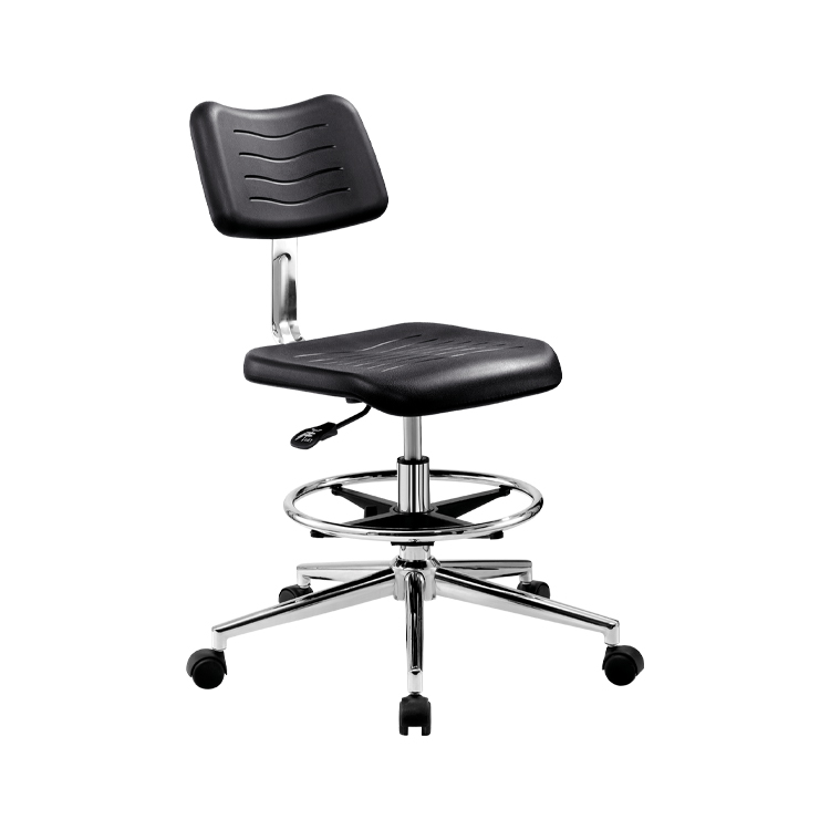 PU Seat Doctor Office Stool for Standing Desk Lab Furniture Chrome Base Ergonomic Cleanroom Anti Static ESD Chair