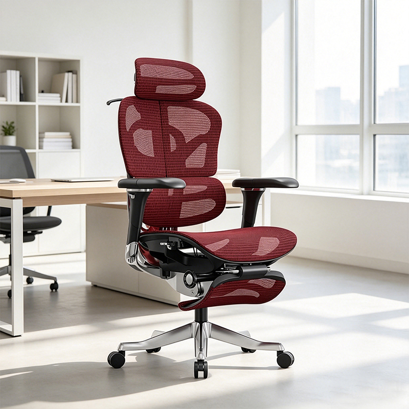 Modern Ergonomic Mesh Chair Adjustable Lumbar Support Comfortable Armrest Footrest Swivel Adjustable Height For Workshop Use