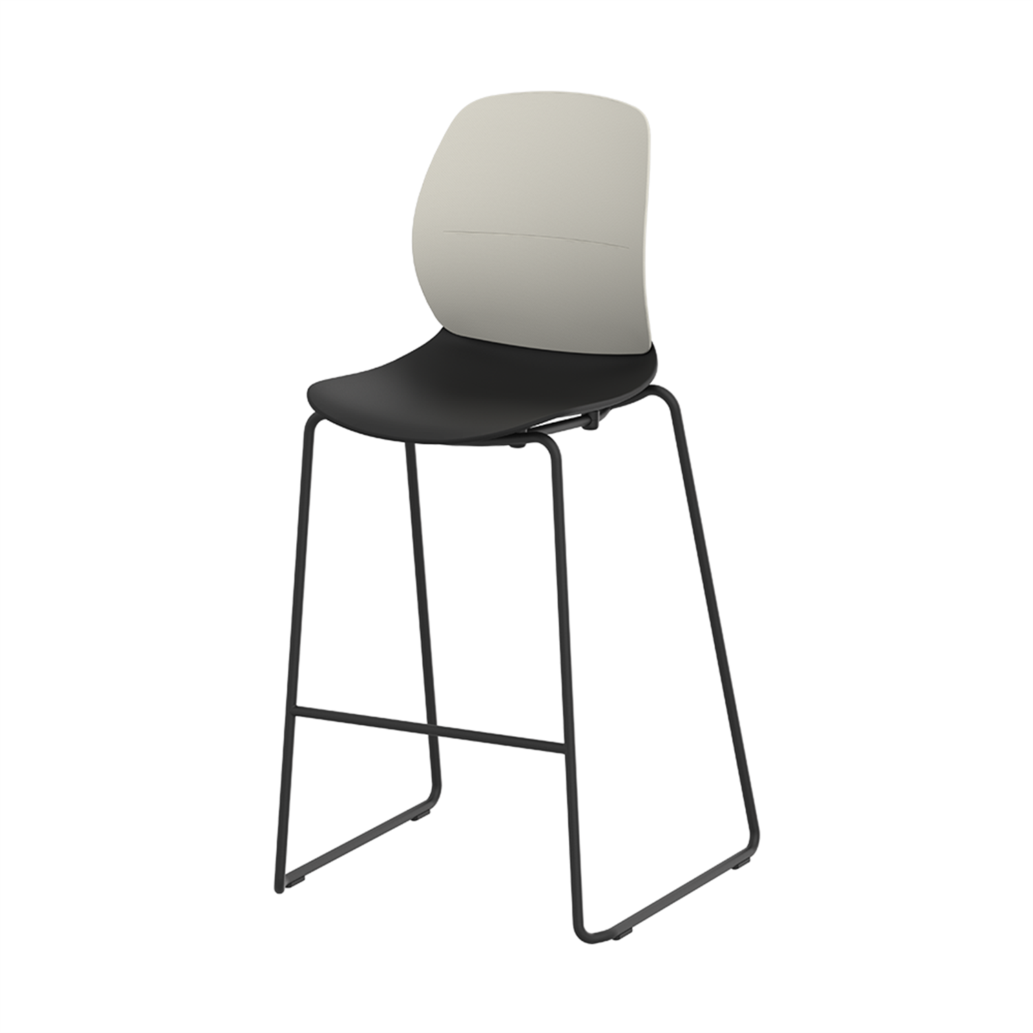 Fabric High Bar Stool for Office & Coffee Leisure Black Chair with White Backrest, Nordic Style