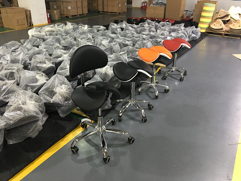 HY4008-1 Adjustable Hydraulic Rolling Stool Ergonomic Office Saddle Seat Drafting Work Chair, Split Seat Saddle Stool