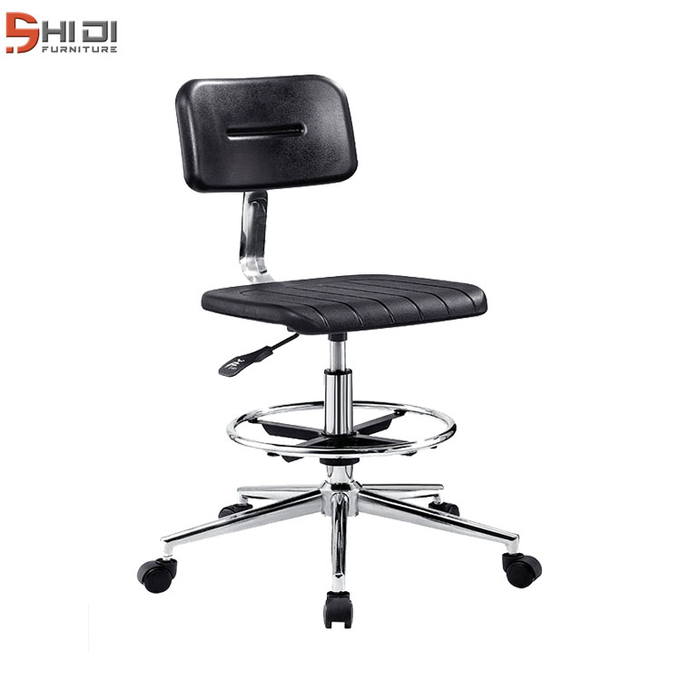 PU Seat Doctor Office Stool for Standing Desk Lab Furniture Chrome Base Ergonomic Cleanroom Anti Static ESD Chair