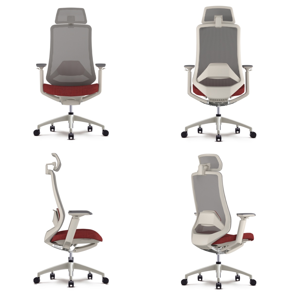 Youjing Swivel Grey Mesh Chair Smart Ergonomic Office Chair with 4D Adjustable Armrests