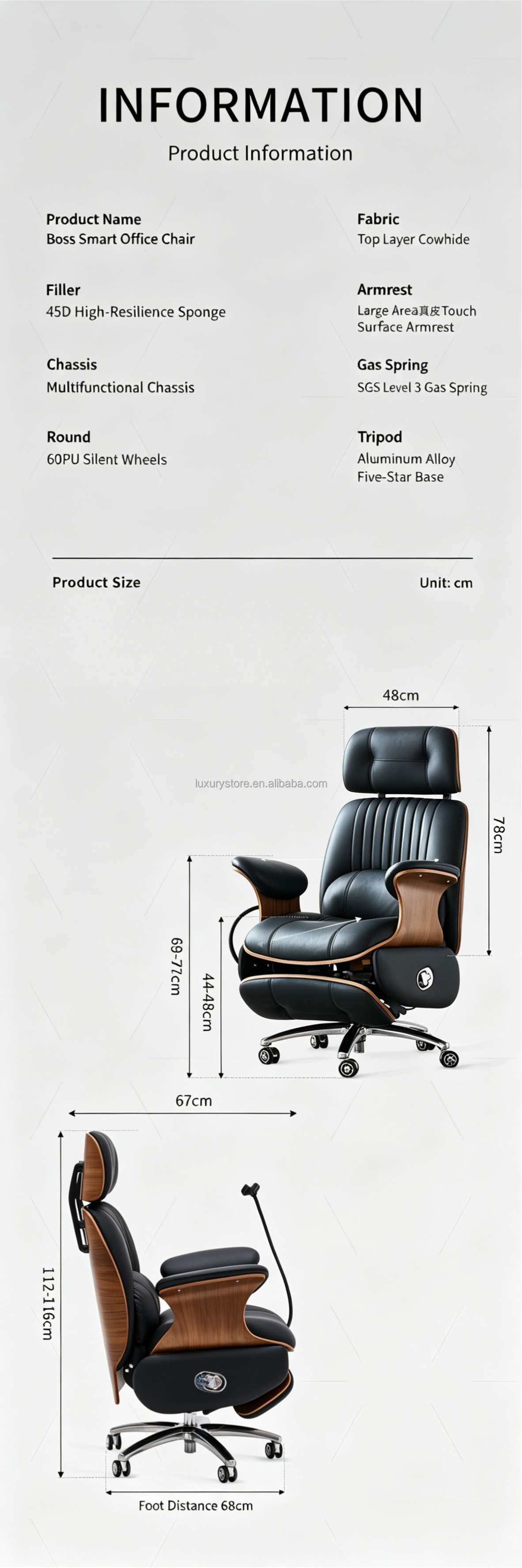 Electric Reclining Modern Executive Office Chair