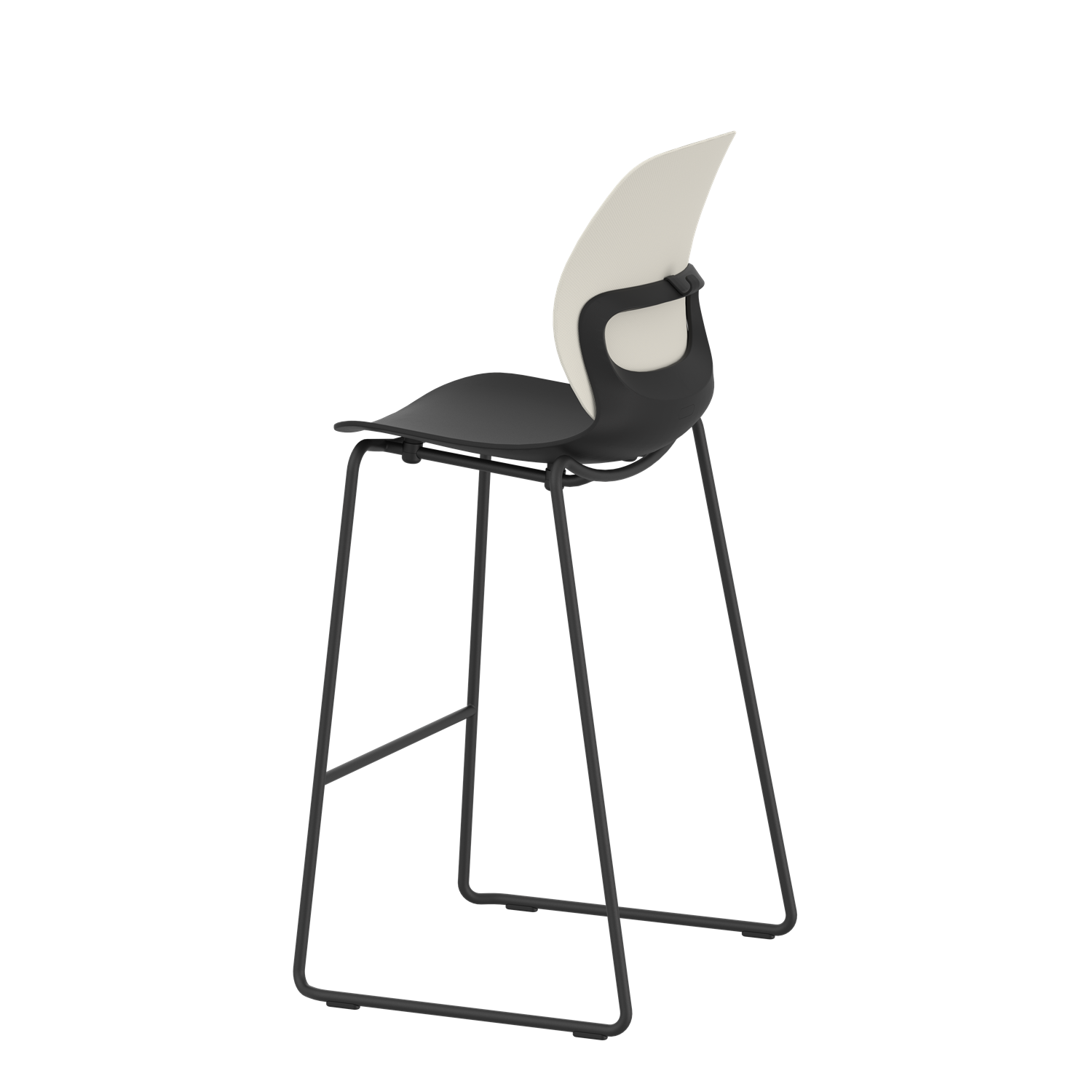 Fabric High Bar Stool for Office & Coffee Leisure Black Chair with White Backrest, Nordic Style