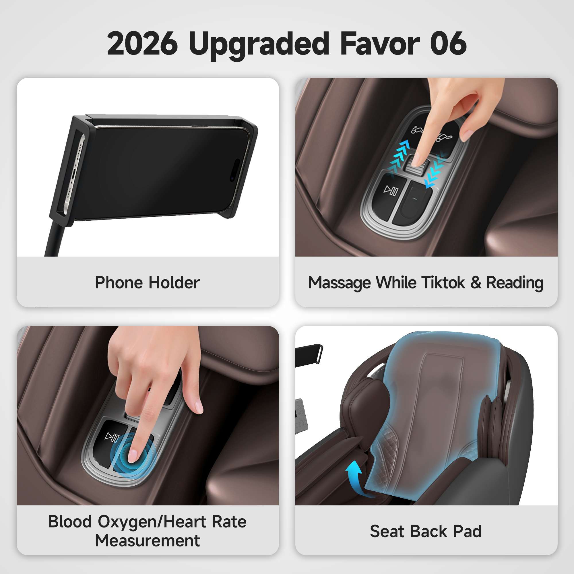 Real Relax Favor-06 Brown 2026 Massage Chair Zero Gravity SL-Track Shiatsu with APP Control Child Lock LED Light