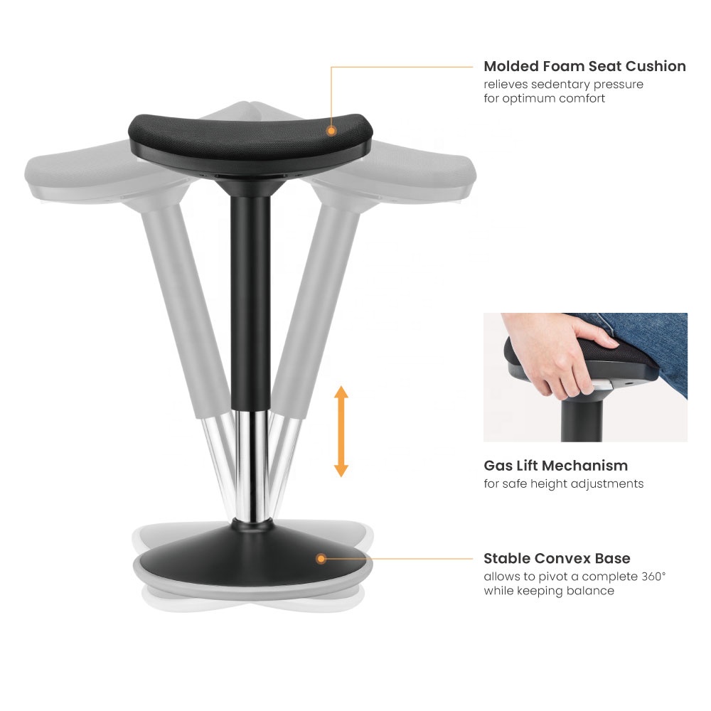 Ergonomic Standing Desk Chair Height Adjustable Swivel Sitting Wobble Active Leaning Stool