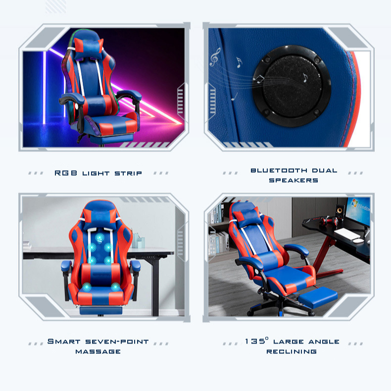 Hot Selling Modern Fast Delivery Ergonomic Video Gaming Chair with Removable Head and Lumbar Pillow