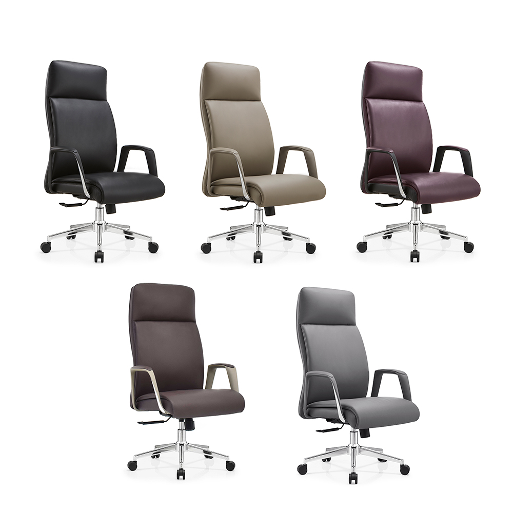 Italian Design Minimalist High-back Leather Desk Chair Chrome Base Swivel Executive Modern Executive Office Chair