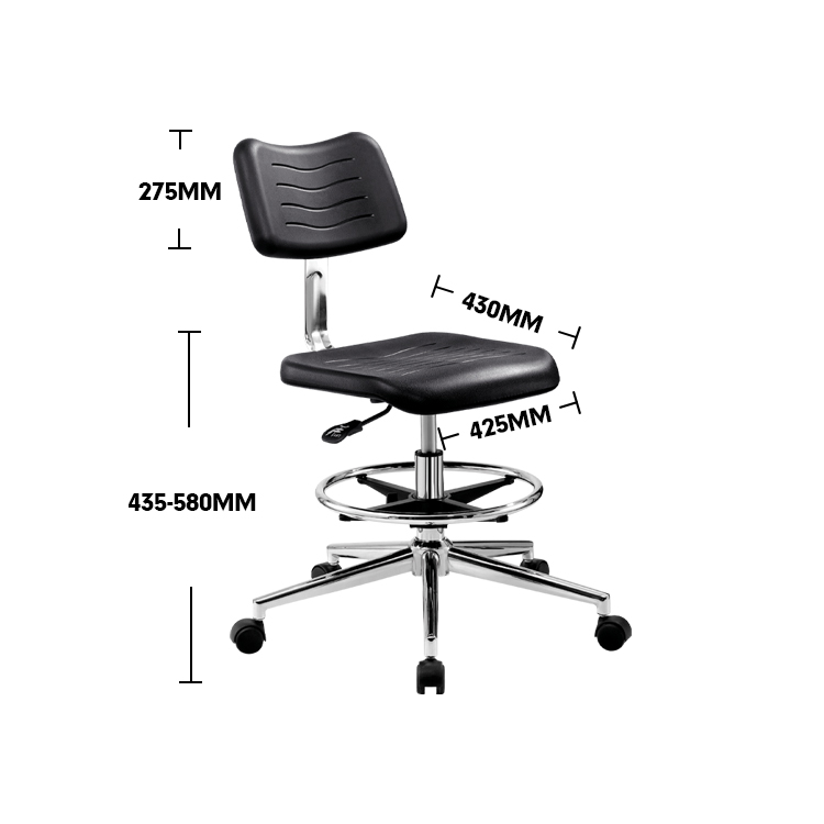 PU Seat Doctor Office Stool for Standing Desk Lab Furniture Chrome Base Ergonomic Cleanroom Anti Static ESD Chair