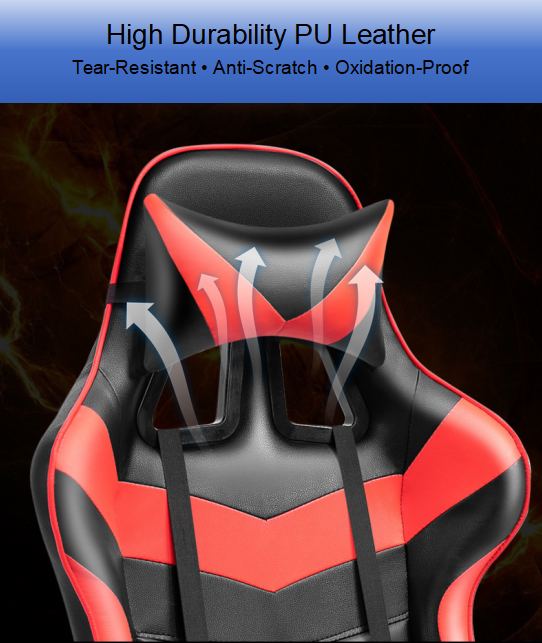 Modern Style Pro Gamer Ergonomic Reclining Lift Office Chair Massage Feature 360 Swivel 1-Year Warranty Black Red Metal Material