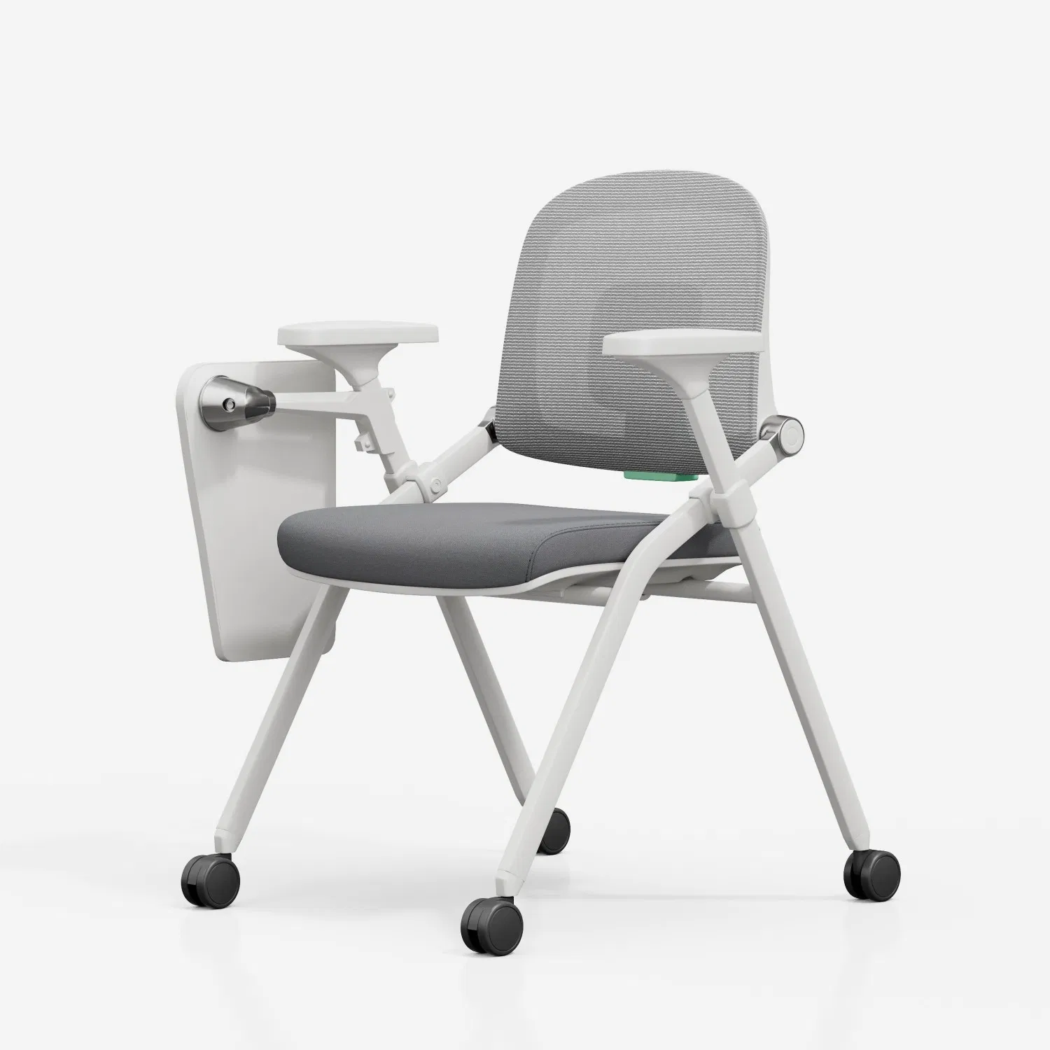 Foldable Ergonomic Office Chair - Mesh Back, Armrest Desk &amp; Rolling Wheels, Space-Saving for Small Office/Training Room