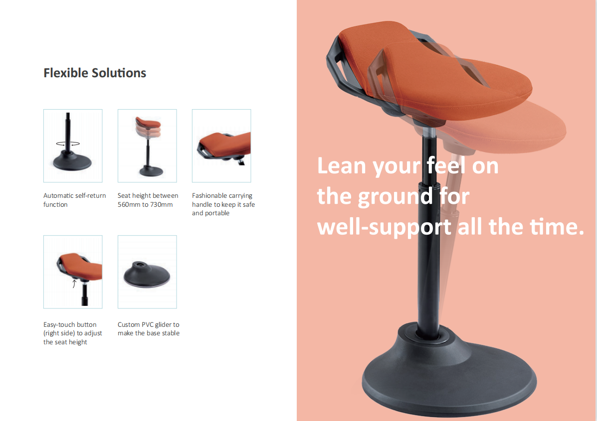 Office Adjustable Ergonomic Balance Stool Seating Sit Stand Stool Active Chair Wobble Stool