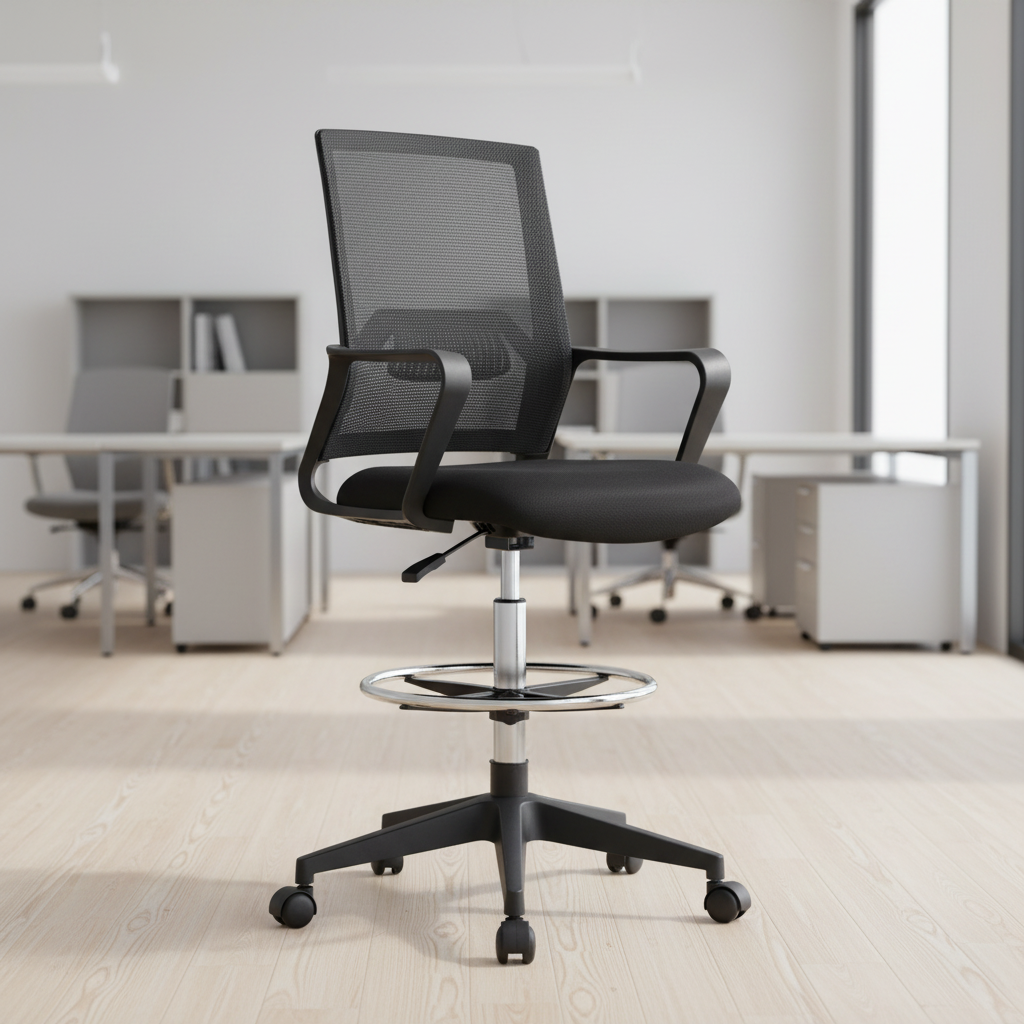 Luxury Tall Drafting Chairs With Footrest Bank Cashier Rolling Active Home Office Step Stools