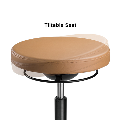 Height Adjustable Ergonomic Swivel PU Leather Task Stool Standing Desk Chair Rolling Round Work Stool with Footrest