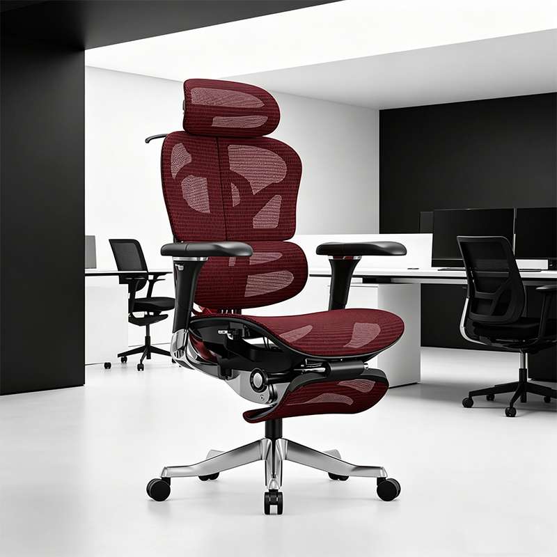 Modern Ergonomic Mesh Chair Adjustable Lumbar Support Comfortable Armrest Footrest Swivel Adjustable Height For Workshop Use