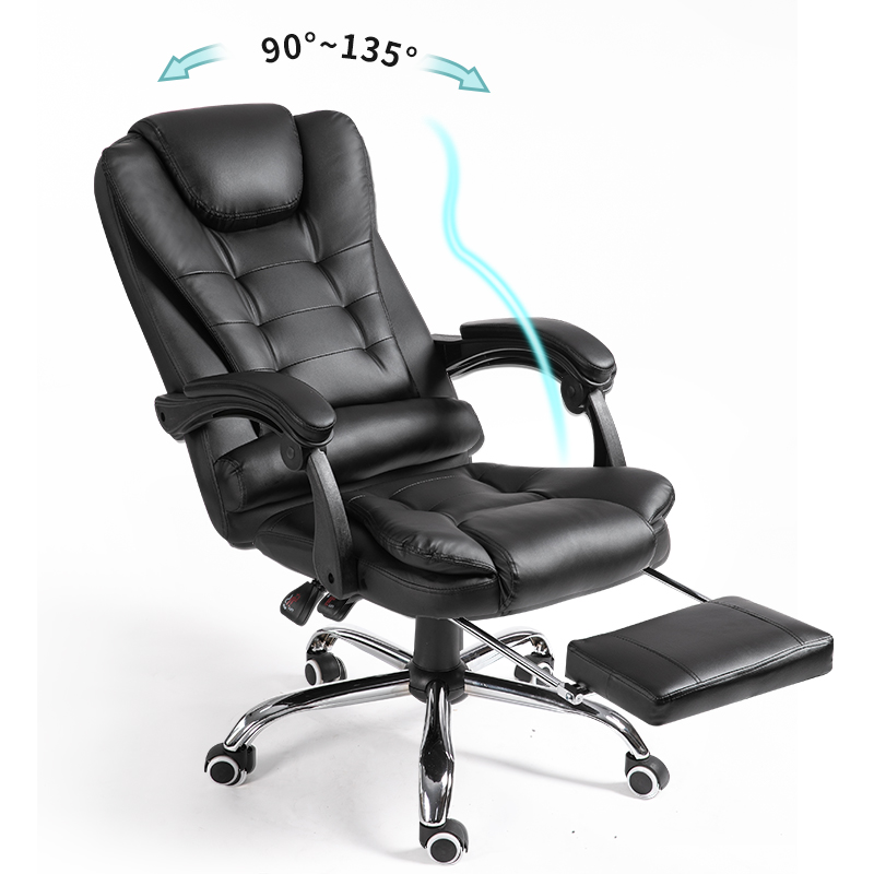 High Back Swivel Office Chair Leather Luxury Chair with Footrest