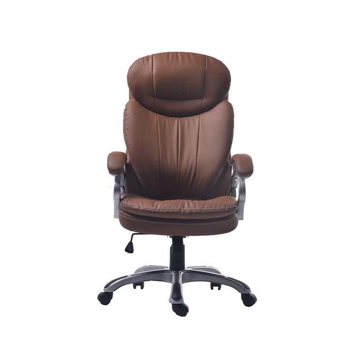 Brown PU Leather Armrest Luxury Reclining Manager Office Chair