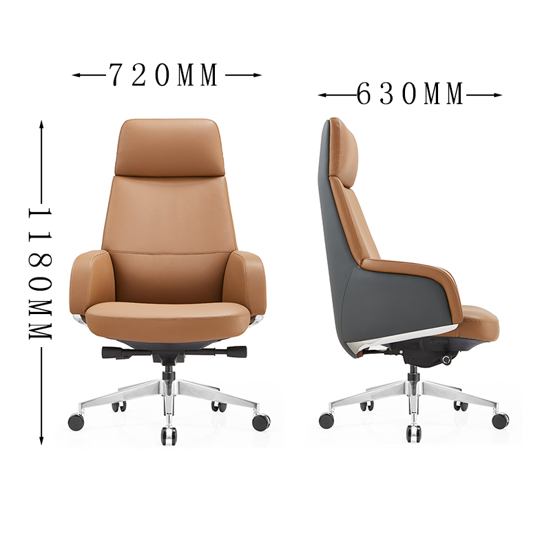 Ergonomic Modern Genuine PU Leather Cooling Executive Height Adjustable Swivel Revolving Fixed Armrest Office Chair