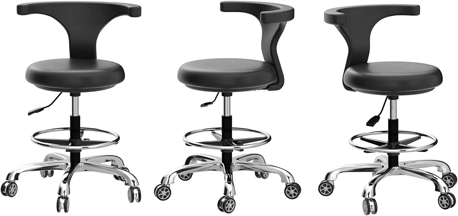 Rolling Stool Task Chair Drafting Adjustable with Wheels and Backrest Heavy Duty for Office Aluminum Ergonomic Chair Bubble