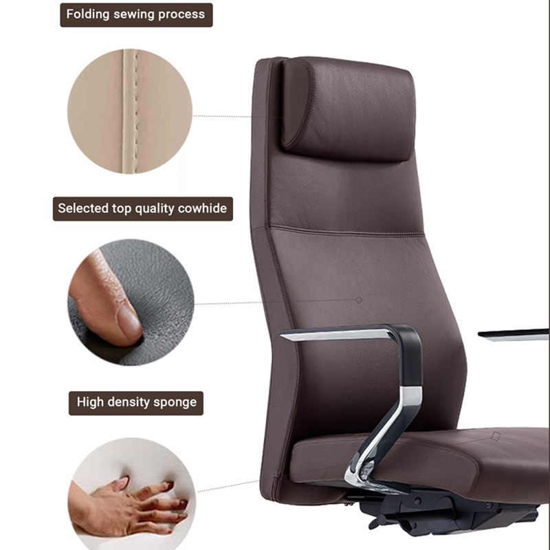 Modern Height Adjustable PU Genuine Leather Cooling Visit Recliner Ergonomic Executive Office Chair