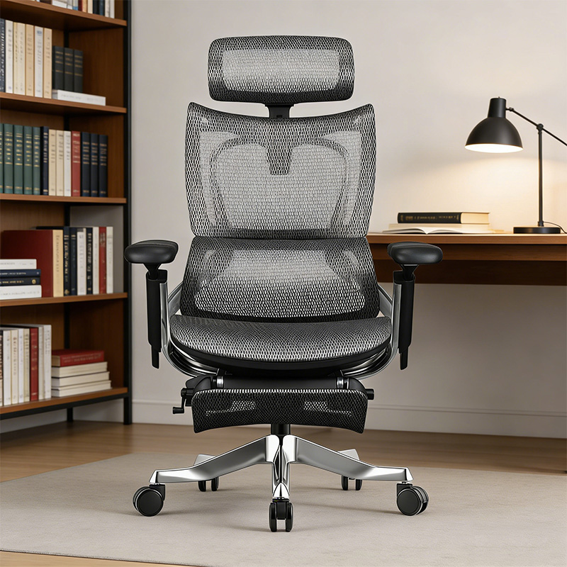 Contemporary Ergonomic Mesh Swivel Chair Steel Base Chrome Legs Adjustable Height 7D Adjustable Armrests Adjustable