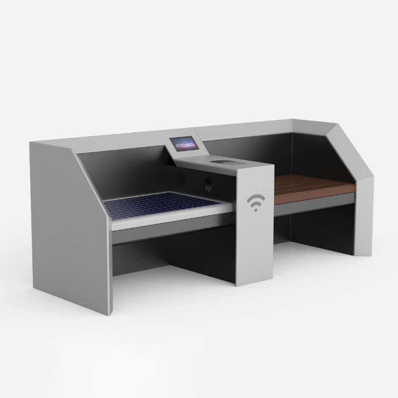 Modern Smart Solar-Powered Metal Outdoor Park &amp; Supermarket 2-Seater WIFI Chair