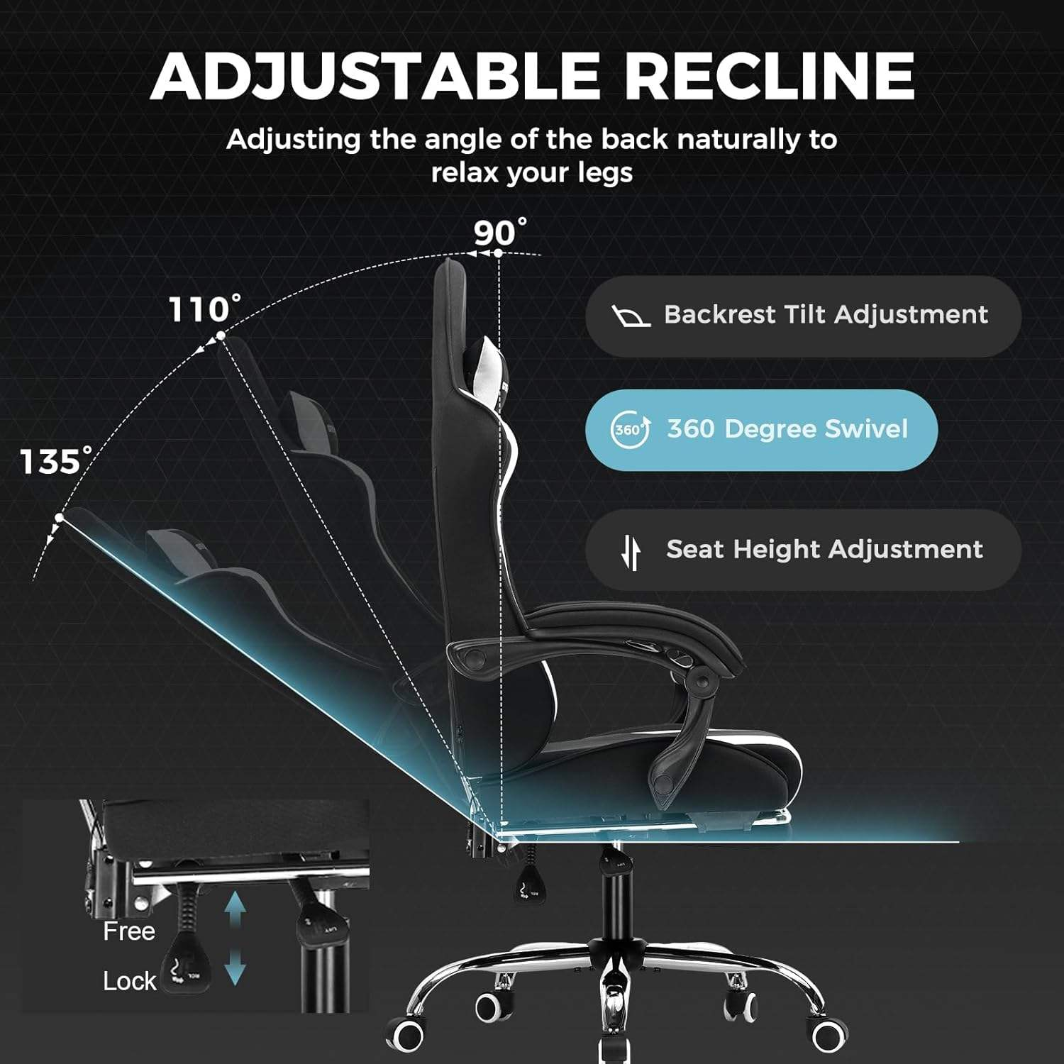 Custom Color Racing Gaming Chair with Footrest for Home Office Esports Chair with Lumbar Massage Function