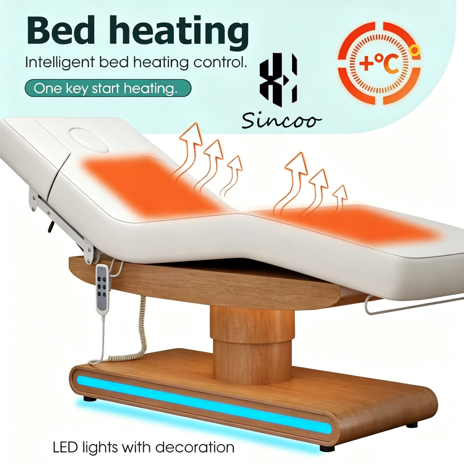 Luxury Custom Thai Luxury King Size Professional Salon Lash Bed Chair Electric Wooden Beauty Table De Heated Massage Bed