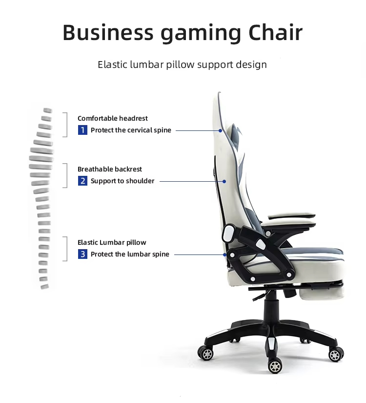 High Quality Luxury Adjustable Headrest Silla Gamer White Rgb Gaming Chair