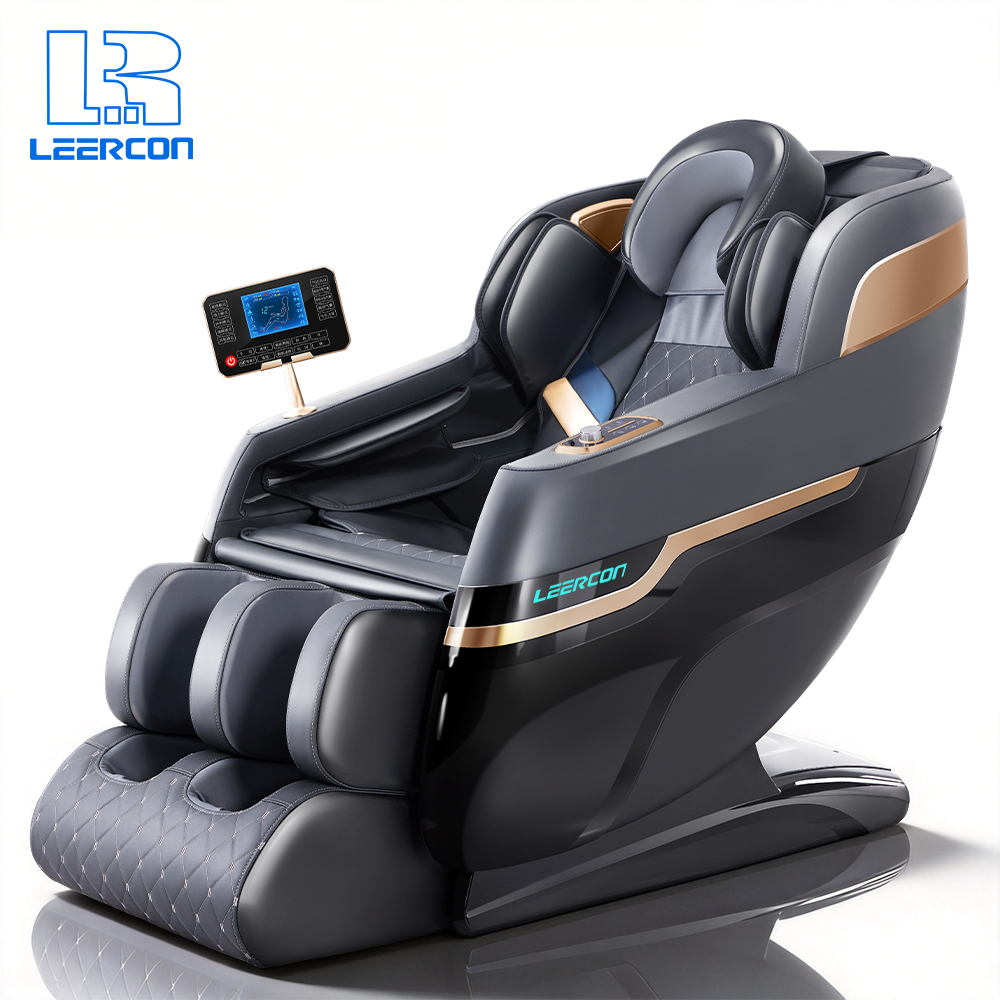 LEERCON Full Body Massage Chair Zero Gravity Rapid Heat Quilted Diamond Leather Deep Tissue Kneading 360 Air Compression Elderly