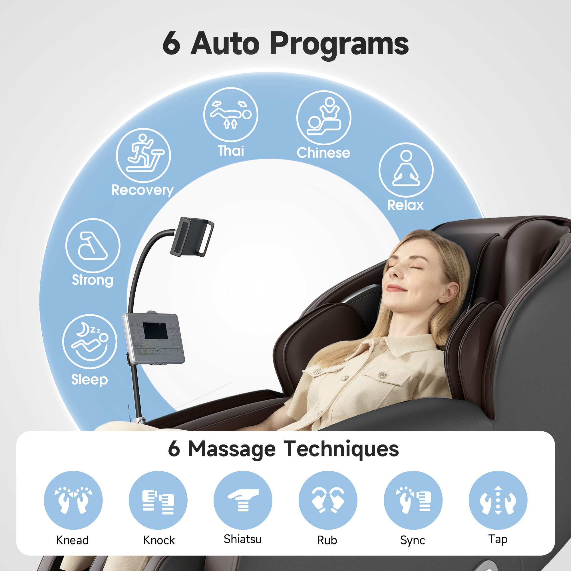 Real Relax Favor-06 Brown 2026 Massage Chair Zero Gravity SL-Track Shiatsu with APP Control Child Lock LED Light