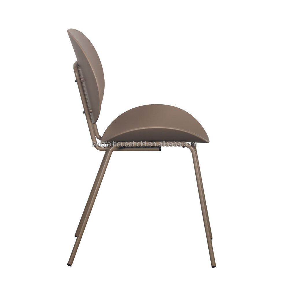 Modern Ergonomic Durable Brown Polypropylene Chair With Metal Feet