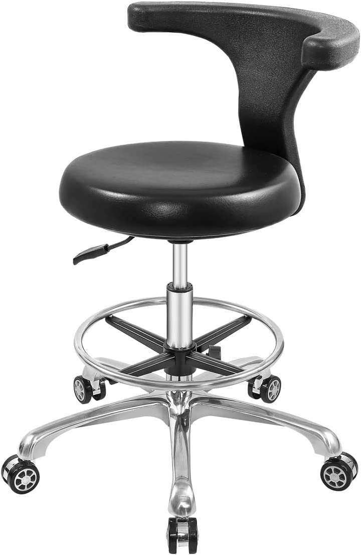 Rolling Stool Task Chair Drafting Adjustable with Wheels and Backrest Heavy Duty for Office Aluminum Ergonomic Chair Bubble