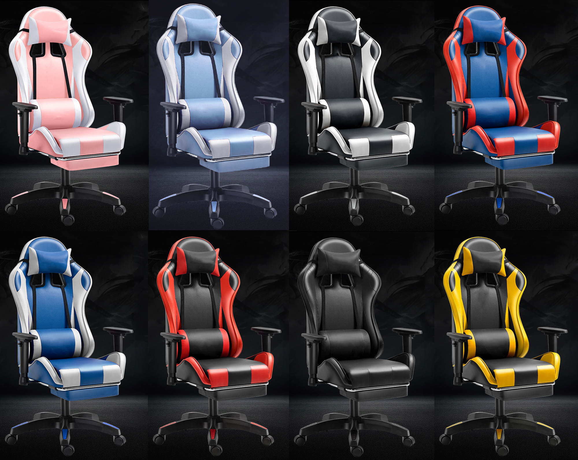 Hot Selling Modern Fast Delivery Ergonomic Video Gaming Chair with Removable Head and Lumbar Pillow