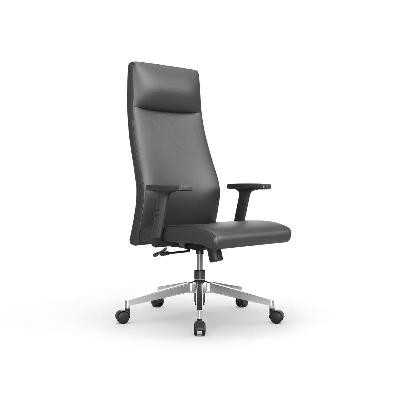 Modern Design High-Backed Rotating Leather Office Chair Ergonomic Metal Feet Leather Executive Office Chair