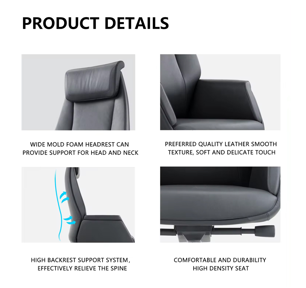 Wholesale Modern Boss Executive Chair Genuine Leather 360 Swivel Height Adjustable Expensive Office Chair