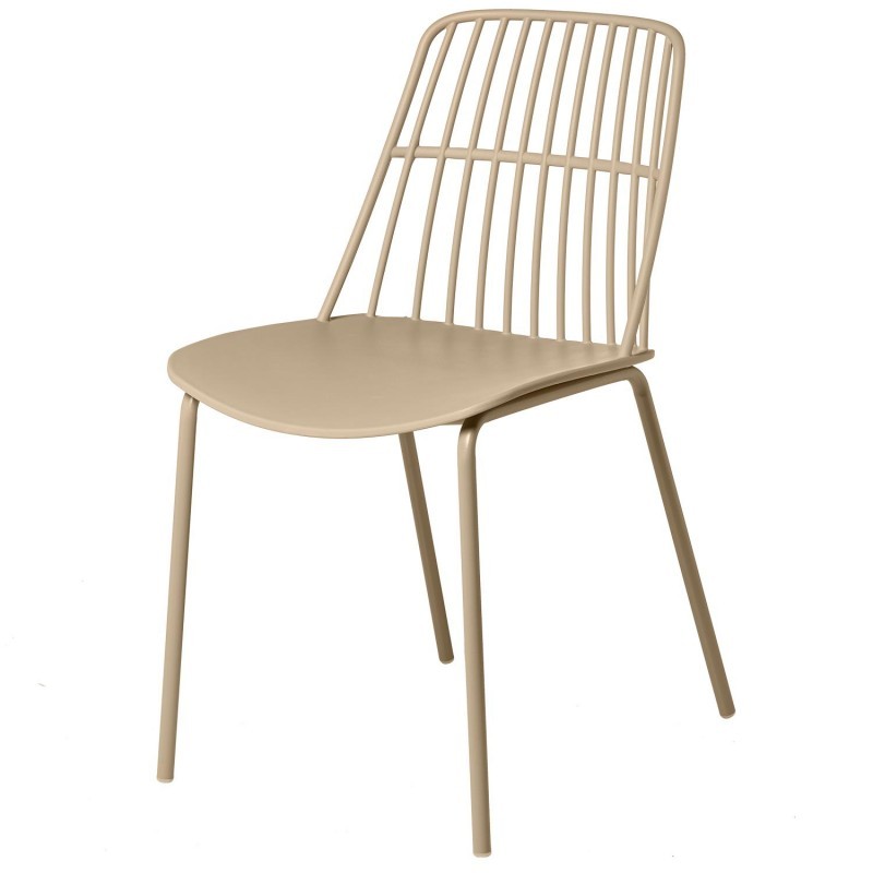 Ergonomic Modern Taupe Polypropylene Chair With Metal Feet